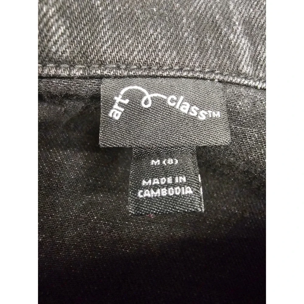 Art Class Girls Black Denim Studded Pearl Trucker‎ Jacket Size M 8 F00383226